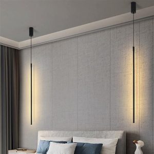 Stropna viseča svetilka fi16xD800 mm 3000K črna – minimalistična dolga cevna LED svetilka