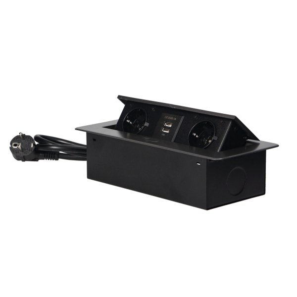 Pnevmatska talna izvlečna vtičnica 2EU + USB A/C | Črna moderna 2 Pnevmatska talna izvlečna vtičnica 2EU + USB A/C | Črna moderna - slika 2