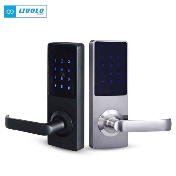 Pametna ključavnica desna SHL003 – Pravokotna z ročajem v sivi barvi 1 Pametna ključavnica (desna) - z ročajem pravokotna siva SHL003