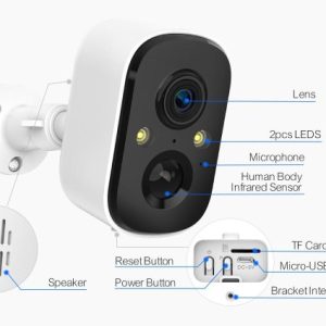 Baterijska WI-FI kamera 2MP s sončnim panelom - bela