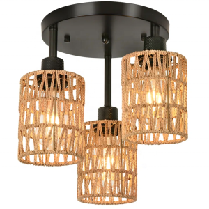 Svetilka iz konopljine vrvi E27 – rustikalna vintage viseča svetilka