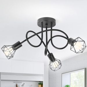 Stropna LED svetilka s 3 glavami – črn moderni lestenec