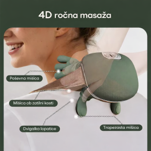 4D masažer za vrat – električni prenosni masažer za sprostitev napetosti in bolečin