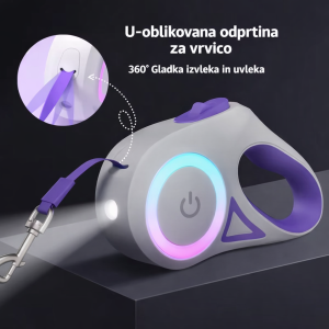 LED pasji povodec 3m z lučko za varne sprehode