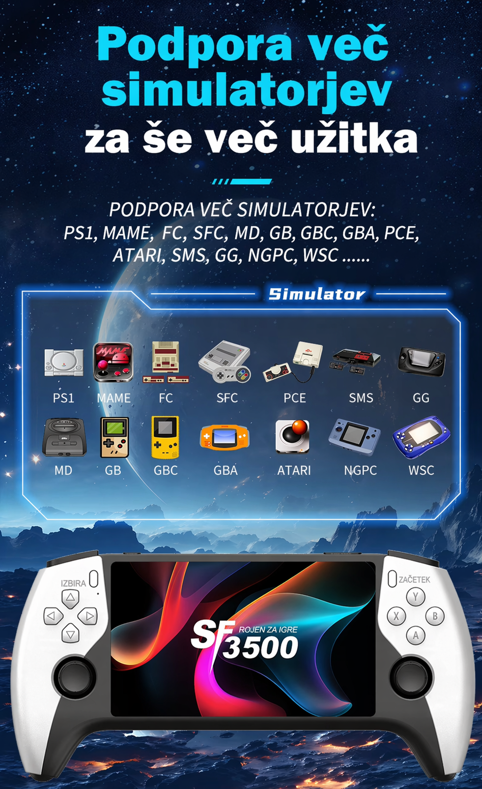 SF3500 Retro igralna konzola 5'' HD, 64GB, 20000 iger 5 SF3500 Retro igralna konzola 5'' HD, 64GB, 20000 iger - slika 5