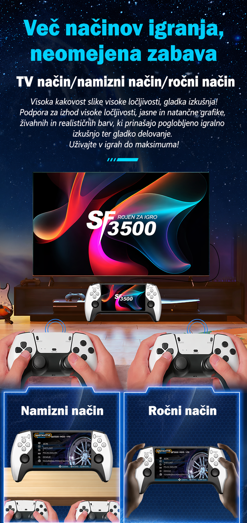 SF3500 Retro igralna konzola 5'' HD, 64GB, 20000 iger 10 SF3500 Retro igralna konzola 5'' HD, 64GB, 20000 iger - slika 10