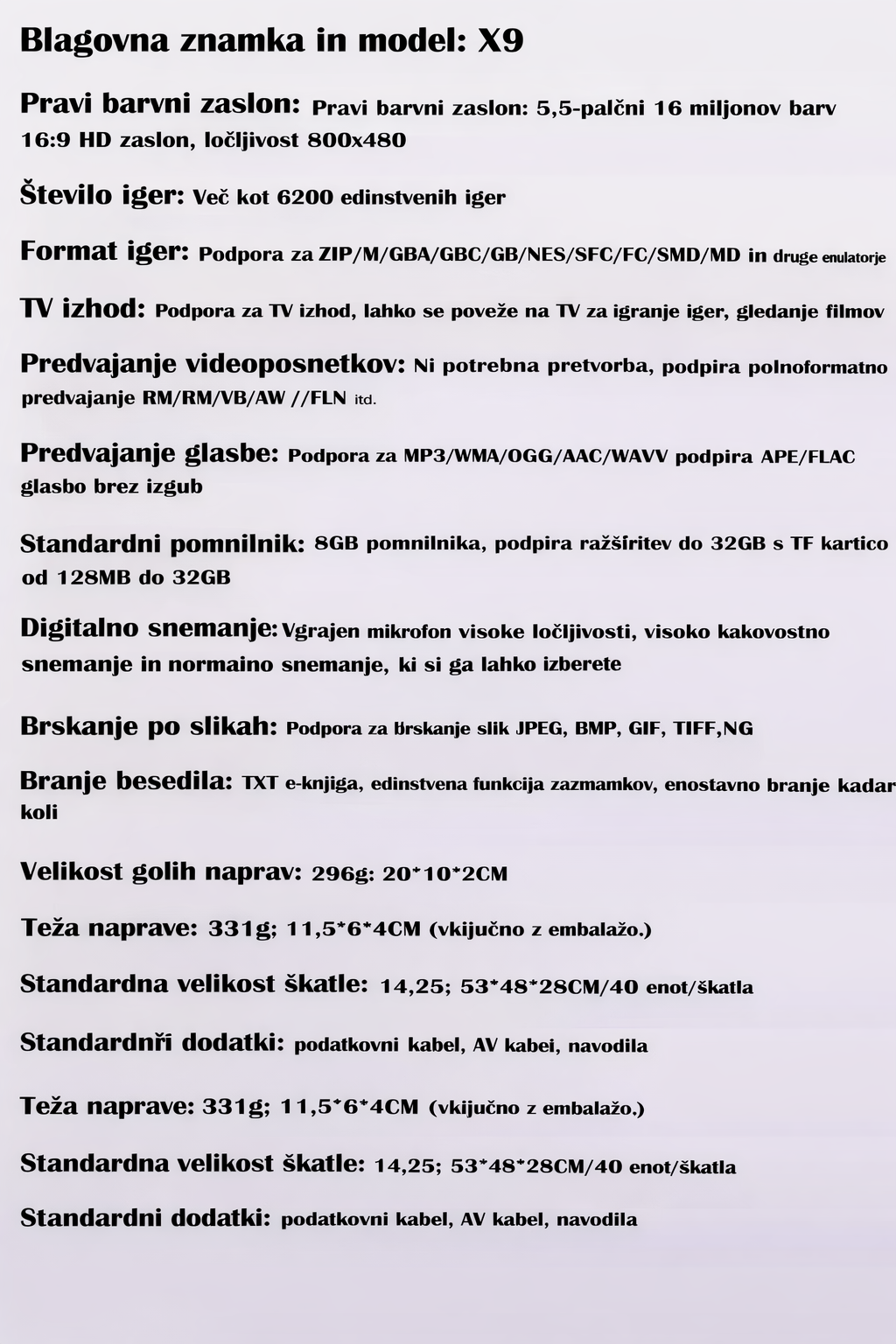 Prenosna igralna konzola X9 5.5'' HD 10 Prenosna igralna konzola X9 5.5'' HD - slika 10